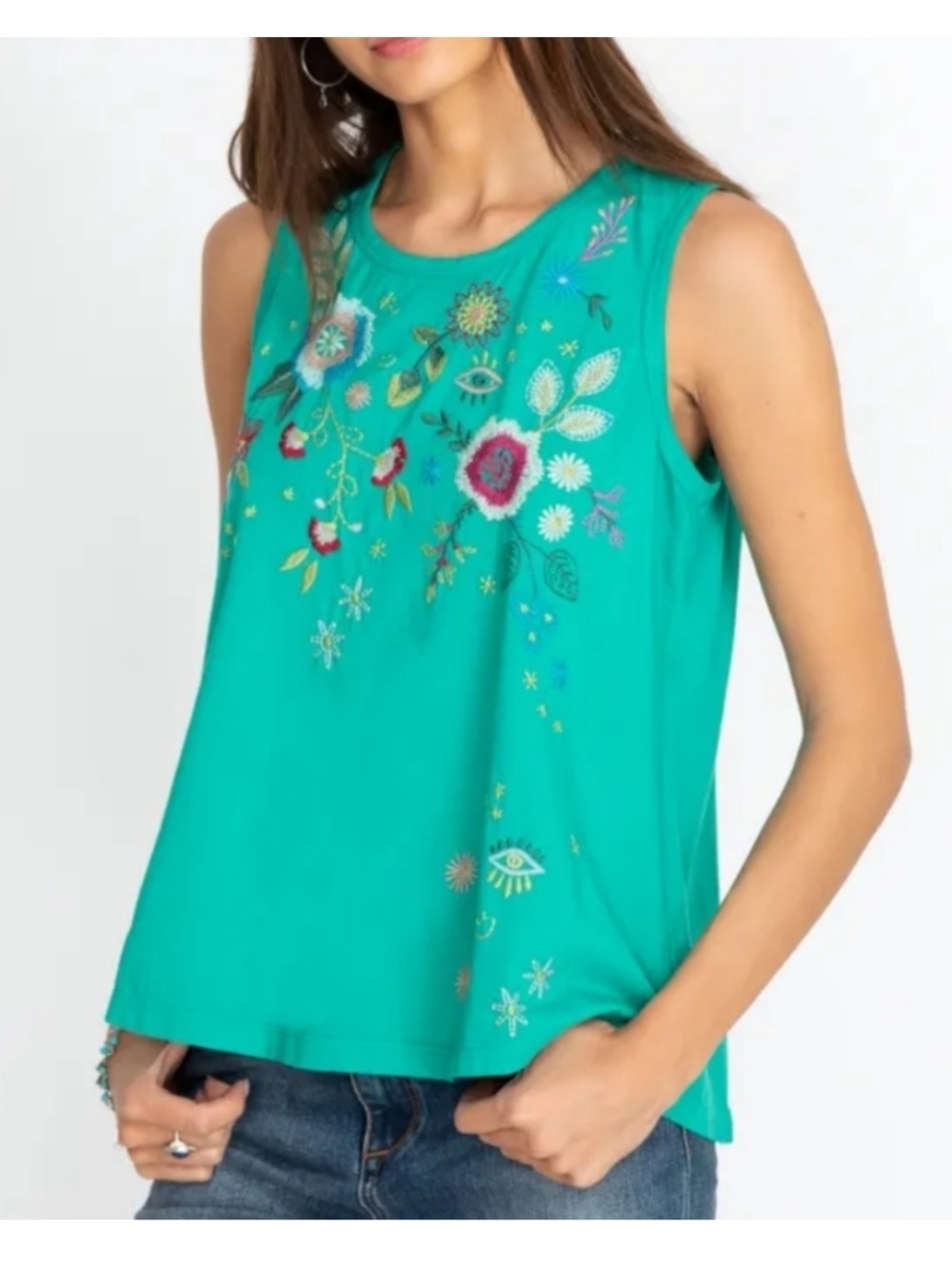 ✨ Johnny Was Martine Knit Tank | Boho Embroidered Sleeveless Top